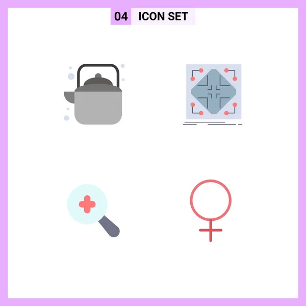 Set Commercial Flat Icons Pack Camping Grid Tea Infrastructure Search — Stock Vector