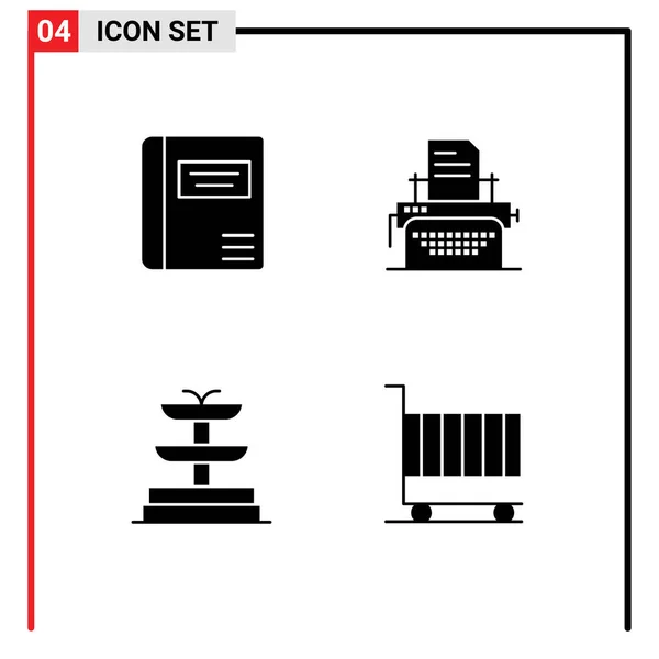 2014 Mobile Interface Solid Glyph Set Pictograms Book Water Medical — 스톡 벡터