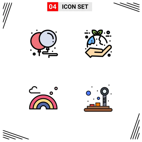 Interfejs Użytkownika Filledline Flat Color Pack Nowoczesnych Znaków Symboli Balonów — Wektor stockowy