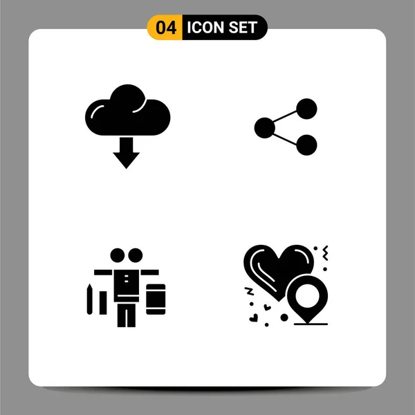 Felhasználói Felület Csomag Basic Solid Glyphs Cloud Life Download Social — Stock Vector