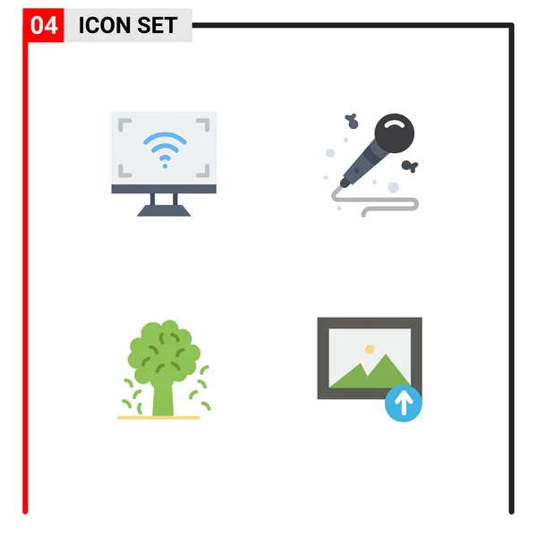 Set Vector Flat Icons Grid Electronics Tree Smart Music Apple — Stock Vector