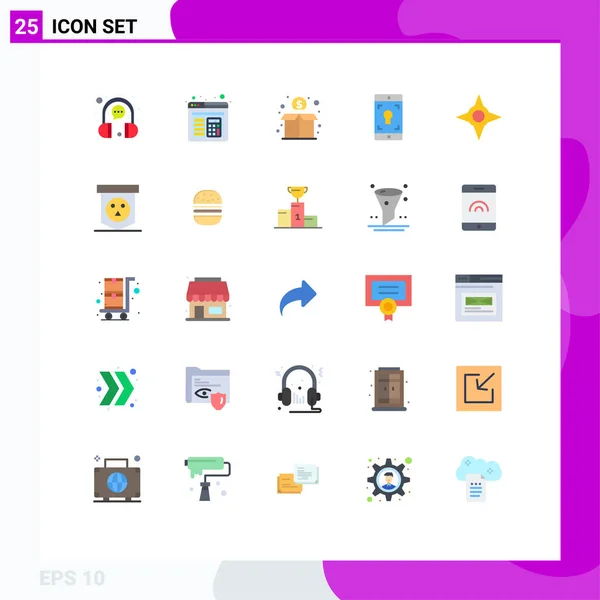 Mobile Interface Flat Color Set Pictograms Navigation Screen Crowd Mobile — Stockový vektor