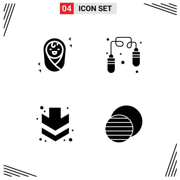 2014 Mobile Interface Solid Glyph Set Pictogram Baby Eclipse Exercise — 스톡 벡터