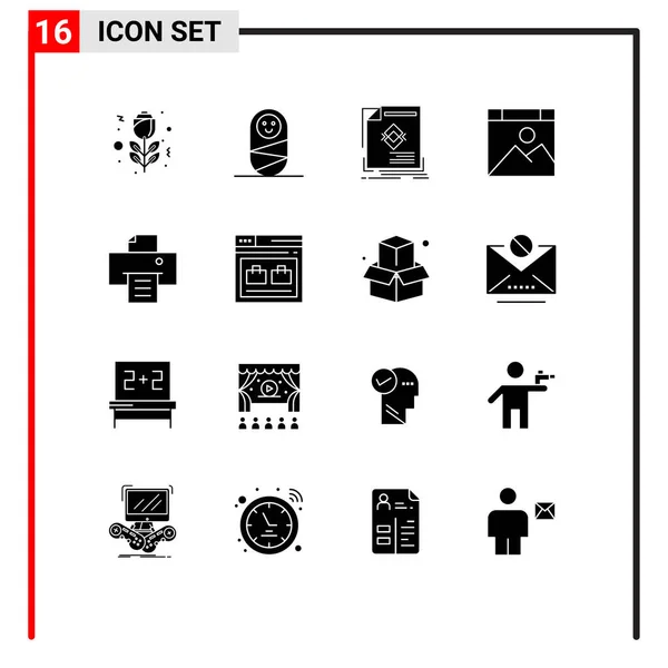 16因特网 印刷品 可编辑矢量设计元素的现代标志和符号 — 图库矢量图片