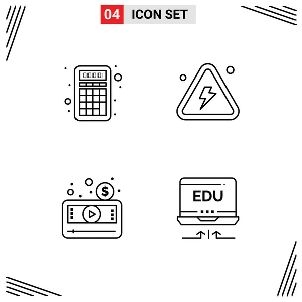 Stock Vector Icon Pack Лінійних Знаків Символів Обліку Грошей Освіти — стоковий вектор