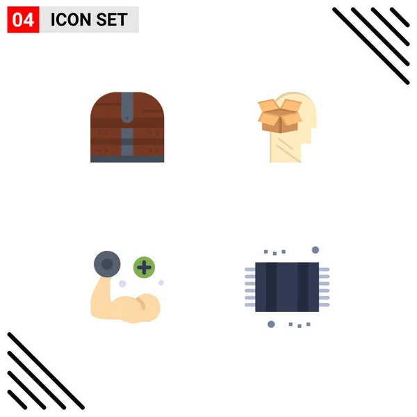 Modern Set Flat Icons Pictograph Box Fitness Security Data Medical — Stock Vector