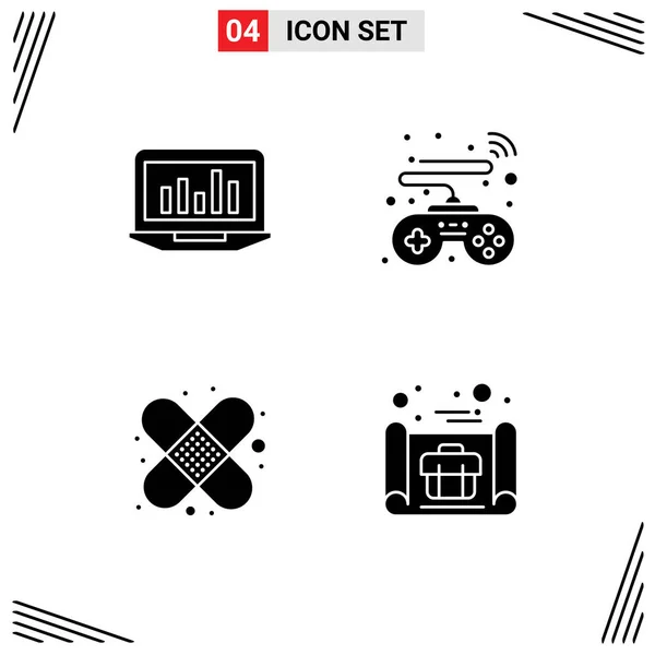 Icônes Créatives Signes Modernes Symboles Ordinateur Portable Bandage Surveillance Jeu — Image vectorielle