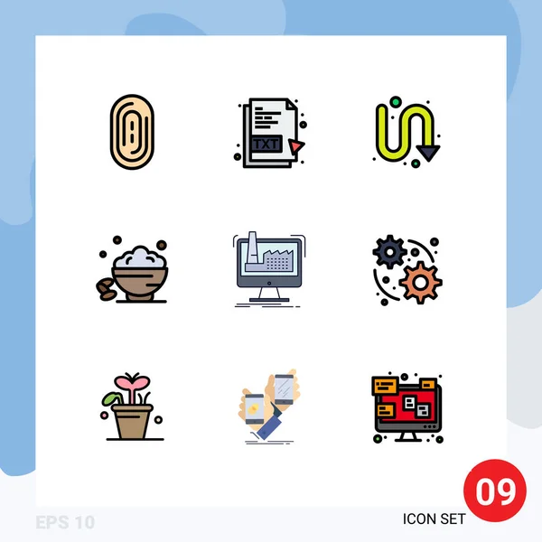 Filledline Flat Color Pack Universal Symbols Factory Open Directional Fast — 스톡 벡터