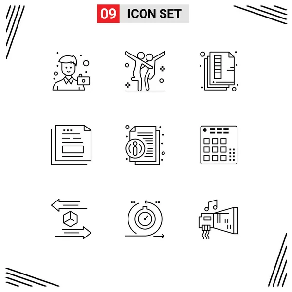 Paquete Iconos Vectores Stock Signos Símbolos Línea Para Factura Documento — Vector de stock