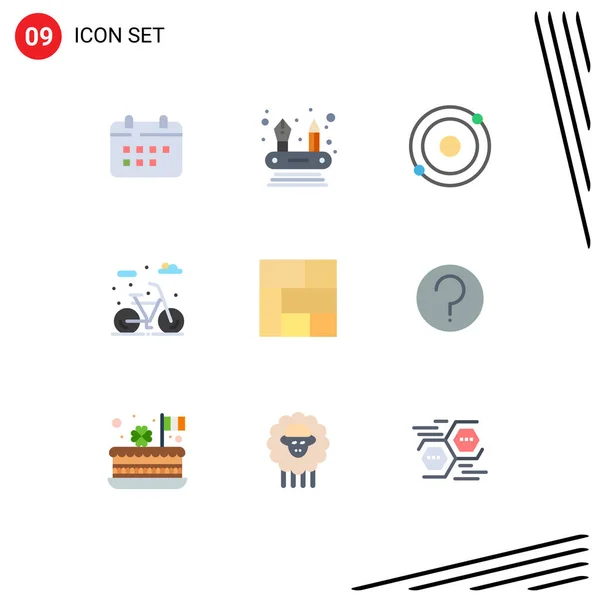 Mobile Interface Flat Color Set Pictograms Basic Layout Atom Golden — Stock Vector