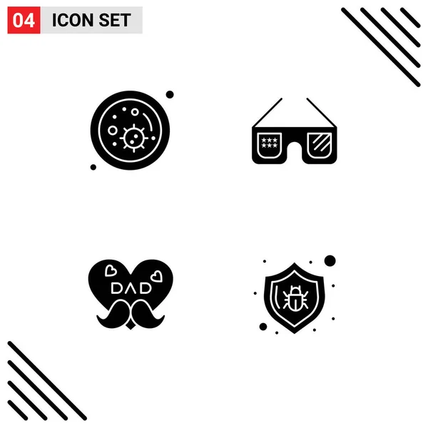 User Interface Pack Basic Solid Glyphs Bacteria Father Education Imerican — Stock Vector