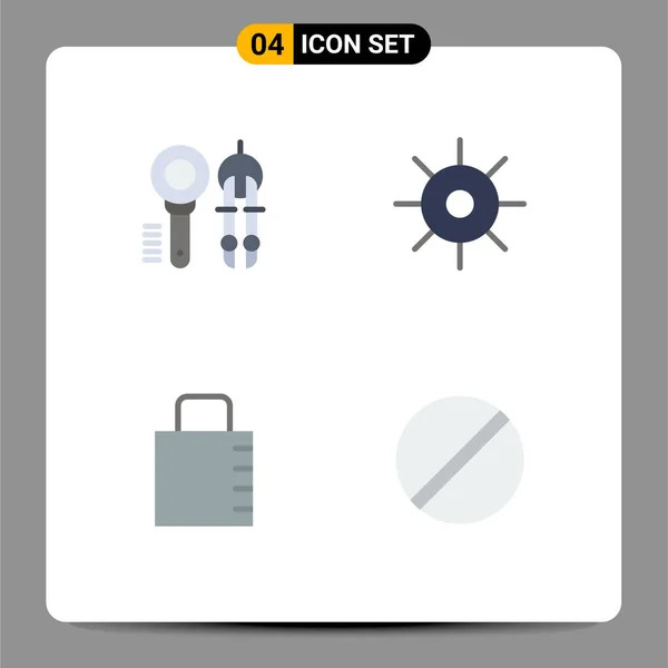 Set Commercial Flat Icons Pack Search Key Tool Lab Protect — Stock Vector