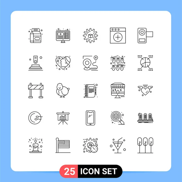 Stock Vector Icon Pack Signos Símbolos Línea Para Medios Cámara — Vector de stock