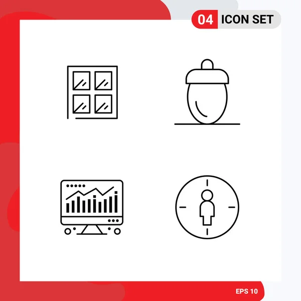 Felhasználói Felület Pack Basic Filledline Flat Színek Ablak Chart Makk — Stock Vector