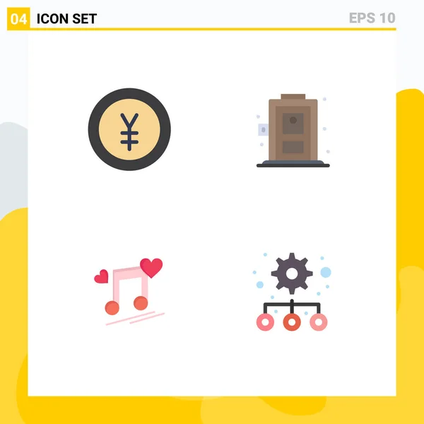 Universal Flat Icons Set Web Mobile Applications Moeda Letras Iene — Vetor de Stock