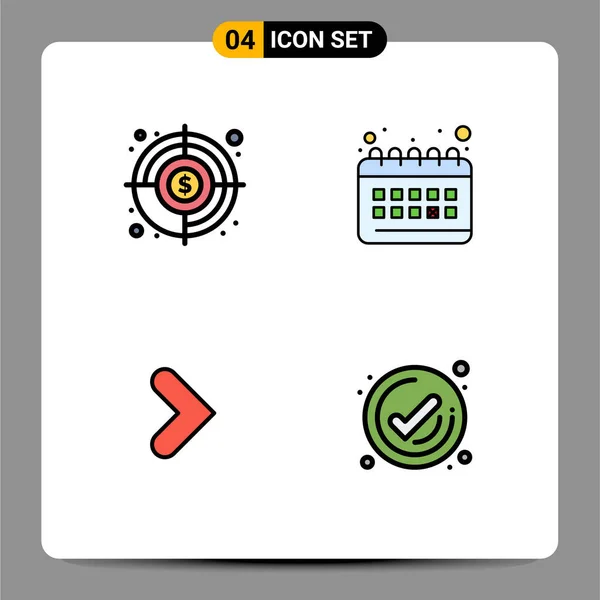 User Interface Filledline Flat Color Pack Modern Signs Symbols Aim — Stock Vector