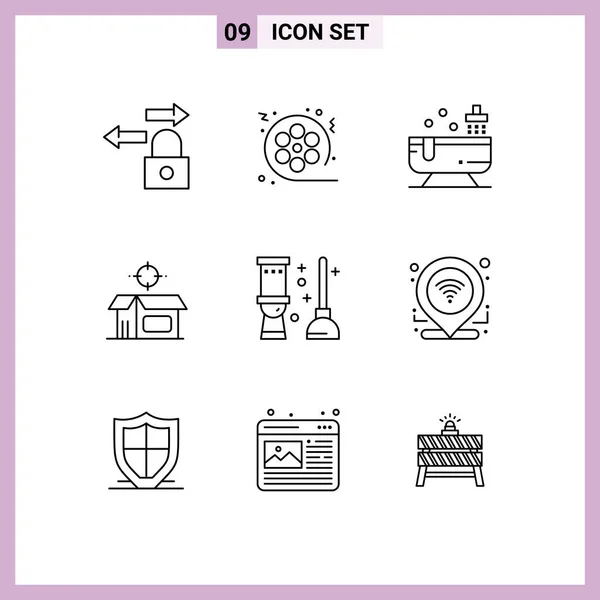 Stock Vector Icon Pack Van Line Signs Symbolen Voor Schoon — Stockvector