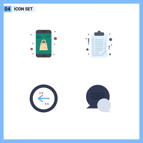 Vector Flat Icons Grid Bag Back Online App Report Direction — 스톡 벡터