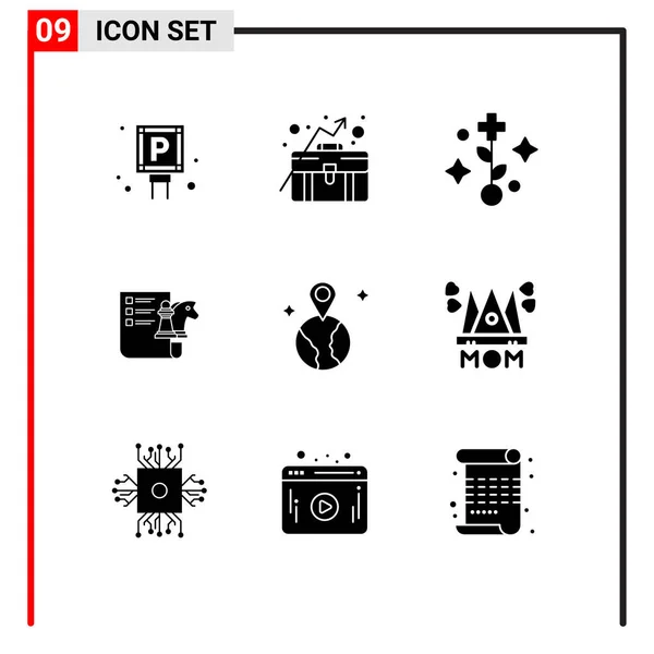 Set Modern Icons Symbols Signs Location World Medical Planning Business — Stock Vector