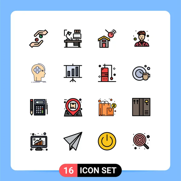 Creative Icons Modern Signs Symbols Worker Man Computer Coordinator House — Stock Vector