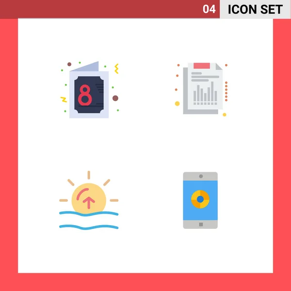 Flat Icon Pack Van Universele Symbolen Van Kaart Natuur Uitnodiging — Stockvector