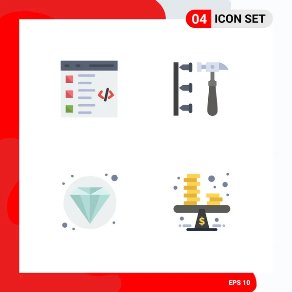 Set Commercial Flat Icons Pack Check Seo Development Erroneously Diamond — Stock Vector