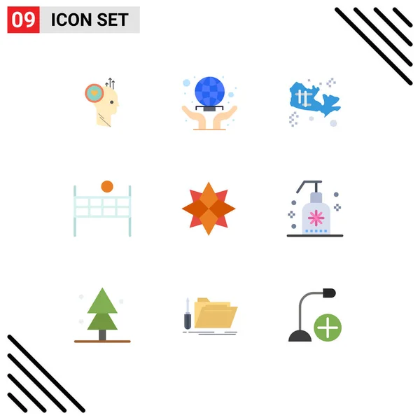 User Interface Flat Color Pack Modern Signs Symbols Holiday Volleyball — Stock Vector