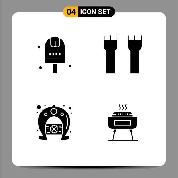 Pictogram Set Van Eenvoudige Solid Glyphs Van Middeleeuwse Keuken Kasteelbouw — Stockvector