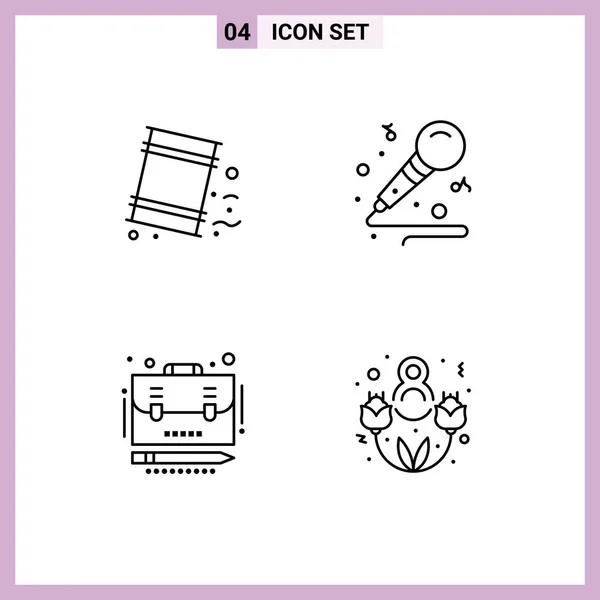 User Interface Line Pack Modern Signs Symbols Barrels Case Pollution — Stock Vector