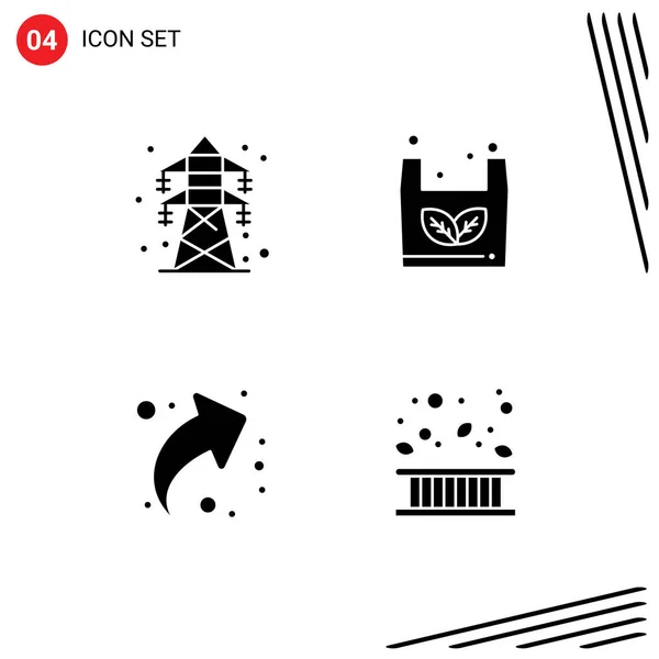 Universal Solid Glyphs Set Web Mobile Applications Electrical Share Transmission — 스톡 벡터