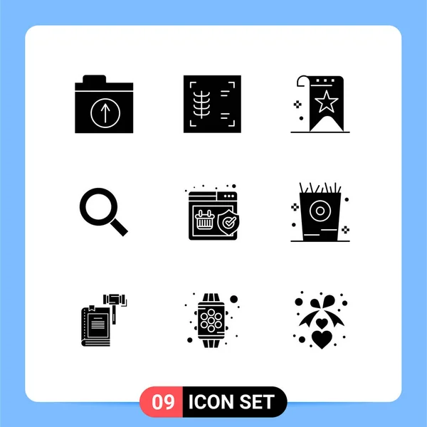 Universal Icon Symbols Grupo Glifos Sólidos Modernos Garantía Calidad Calidad — Archivo Imágenes Vectoriales