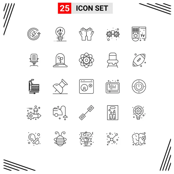 Stock Vector Icon Pack Mit Zeilenzeichen Und Symbolen Für Kontrolle — Stockvektor