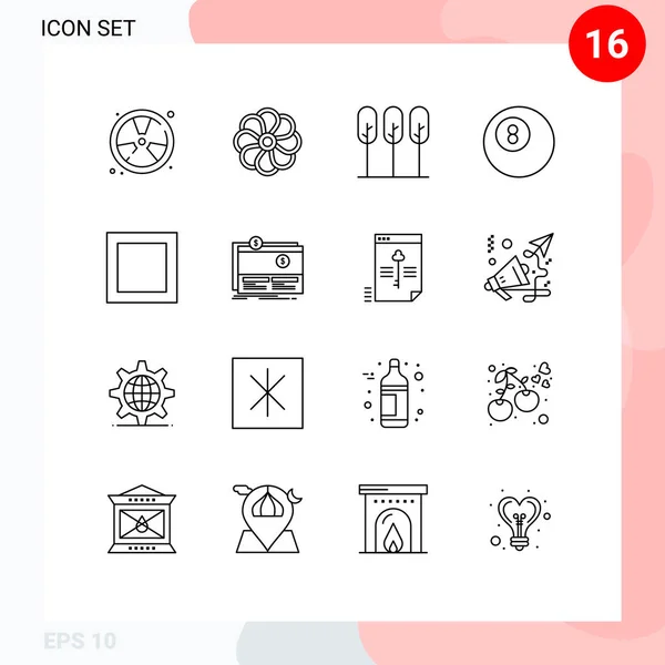Universal Icon Symbols Group Modern Outlines Crowdfunding Layout Spring Billiard — Stock Vector