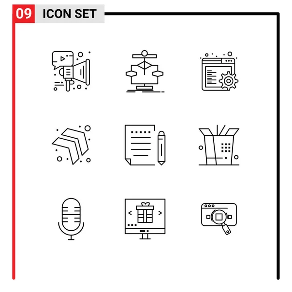 Stock Vector Icon Pack Sinais Linha Símbolos Para Papel Letra — Vetor de Stock