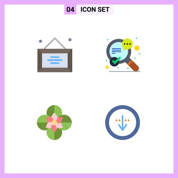 Group Flat Icons Signs Symbols Business Anemone Flower Office Success — Stock Vector