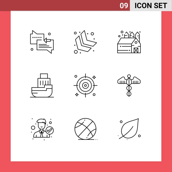 Outlines Set Target Business Barn Transfer Ship Editable Vector Design — 스톡 벡터