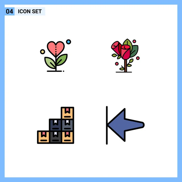 Filledlineフラットカラーパック4の普遍的なシンボルの感謝 ボックス ハート ロジスティック編集可能なベクトルデザイン要素の — ストックベクタ