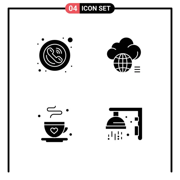 Mobile Interface Solid Glyph Set Pictograms Frame Technology Signs Idea — 스톡 벡터