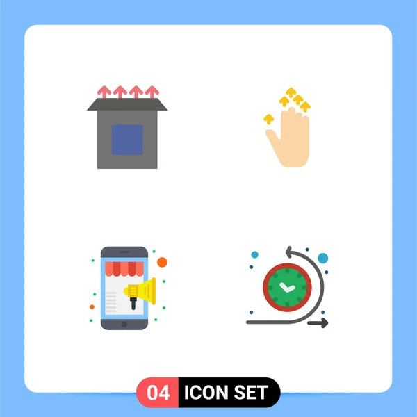 Modern Set Flat Icons Pictograph Box Mobile Marketing Gesture Online — 스톡 벡터