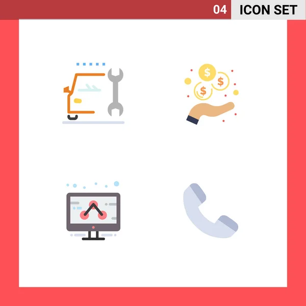 Flat Icons Signs Symbols Car 마케팅 서비스 Editable Vector Design — 스톡 벡터