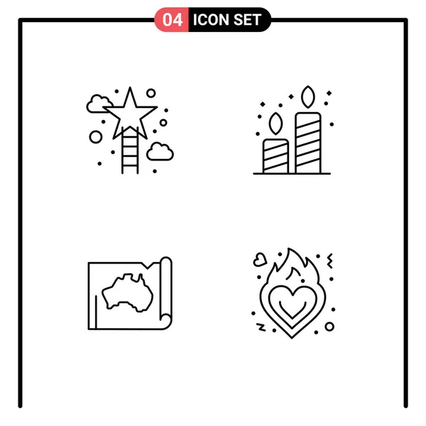 Set Modern Icons Symbols Signs Climbing Australia Success Candle Country — Stock Vector