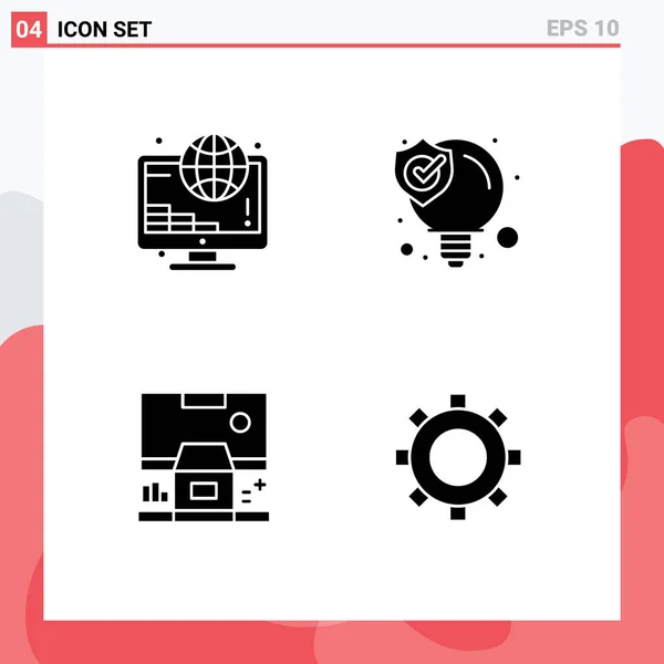 Universal Icon Symbols Group Modern Solid Glyphs Investment Center Coins — Stockový vektor