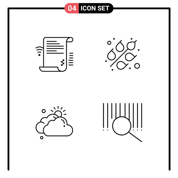 Icônes Créatives Signes Modernes Symboles Données Nuageux Wifi Nourriture Soleil — Image vectorielle