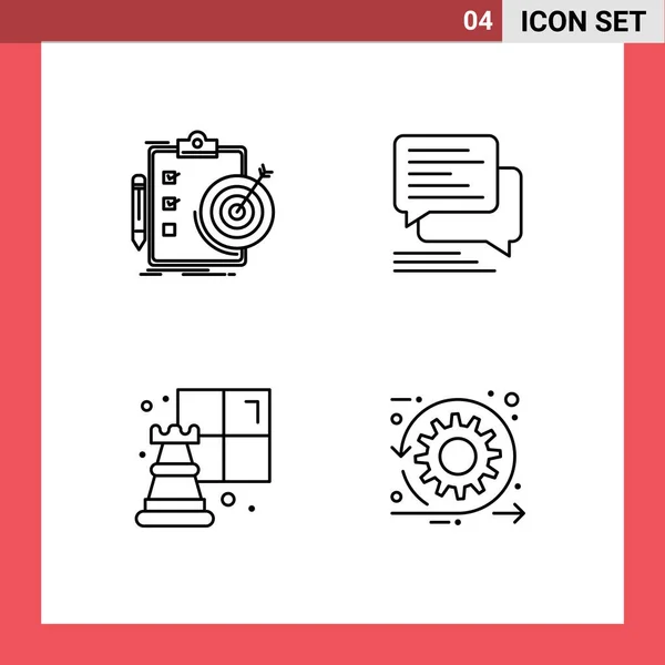 Pictogram Set Simple Filledline Lapos Színek Célok Buborék Cél Kommunikáció — Stock Vector