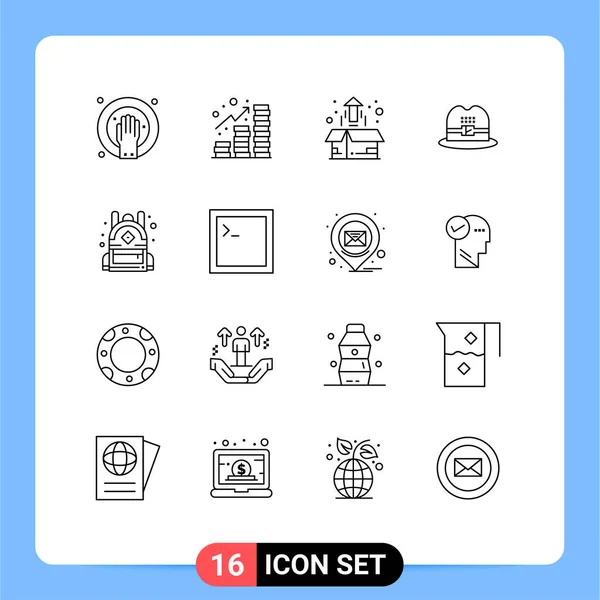 Outline Pack Universal Symbols Education American Box Cap Product Growth — Stockvektor