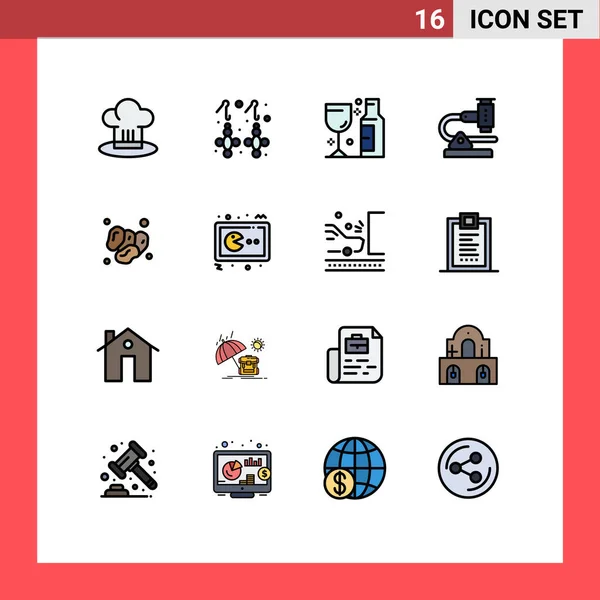 Pictogram Set Simple Flat Color Plněné Řádky Výzkumu Mikrobiologie Šperky — Stockový vektor