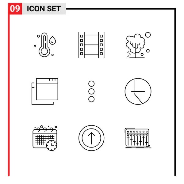 Modernes Set Von Umrissen Piktograph Von Diagramm Telefon Global App — Stockvektor