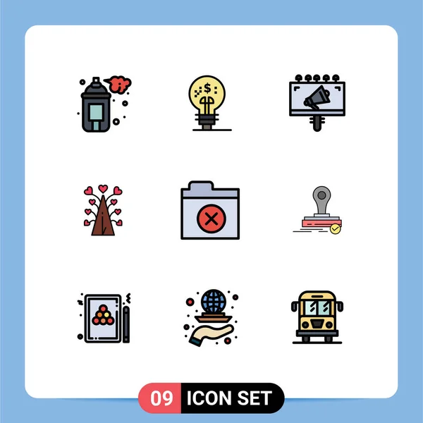 Universal Icon Symbols Group Modern Filledline Flat Colores Borrar Valentine — Archivo Imágenes Vectoriales