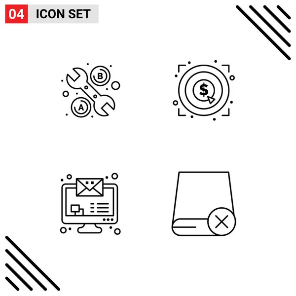 Set Modern Icons Symbols Signs Repair Monitor Email Marketing Target — Stock Vector