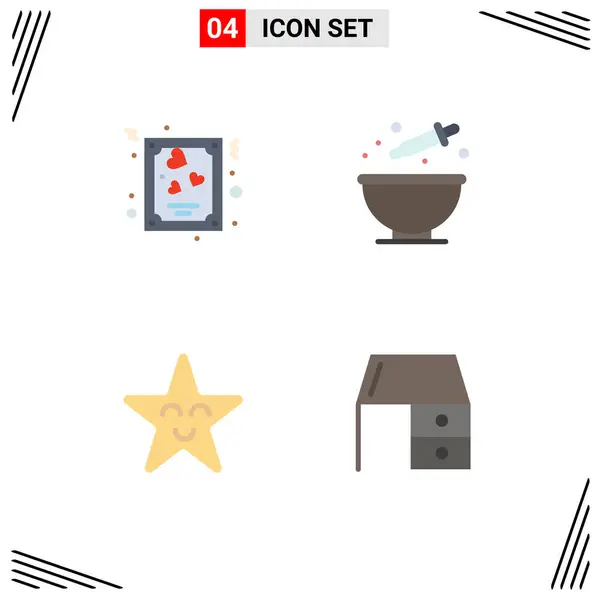 Mobile Interface Flat Icon Set Pictograms Card Face Valentines Cooking — Stockový vektor